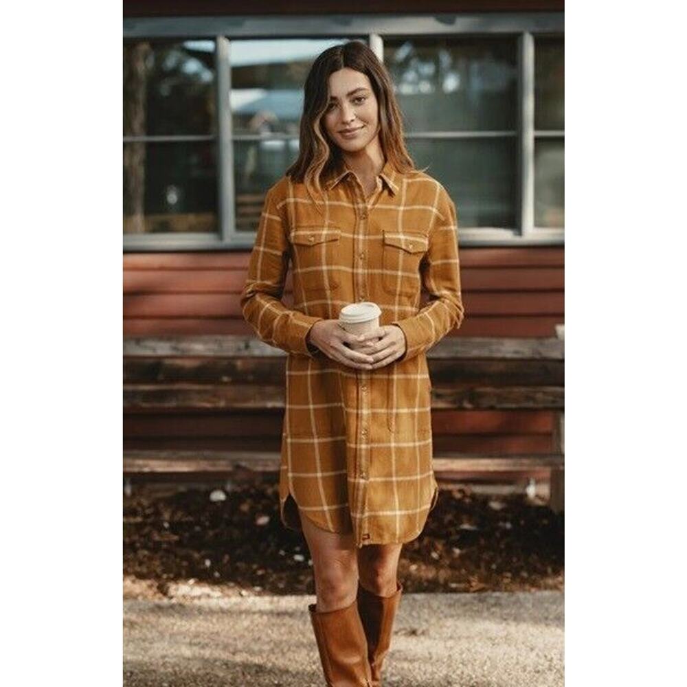NWT The Normal Brand Mountain Shirt‎ Dress Palomino Plaid Women's XS MSRP $168